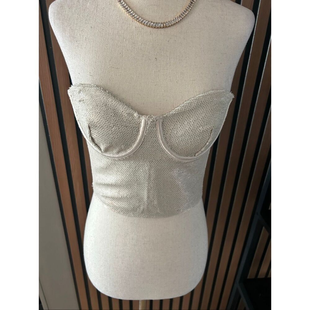 Zara sparkly corset size XS tan off white crop top going out top